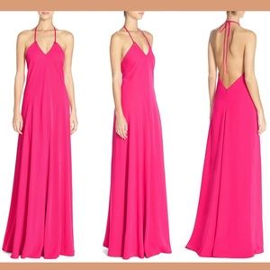 NWT! $328 Jill‎ Jill Stuart Halter Crepe Gown Peony [ SZ 2 ]
